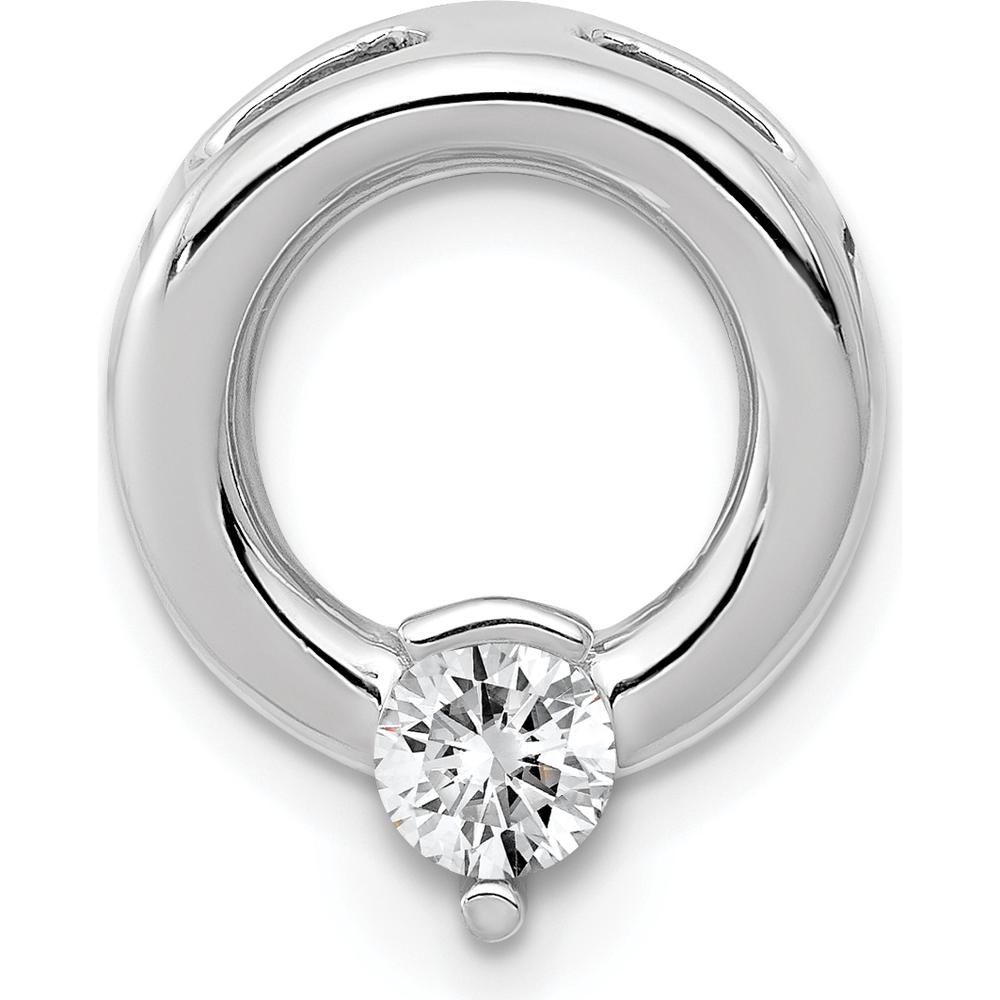 14K White Gold Pendant with 4.4mm Round Diamond Setting - Rhodium Plated by Oro Pregiato