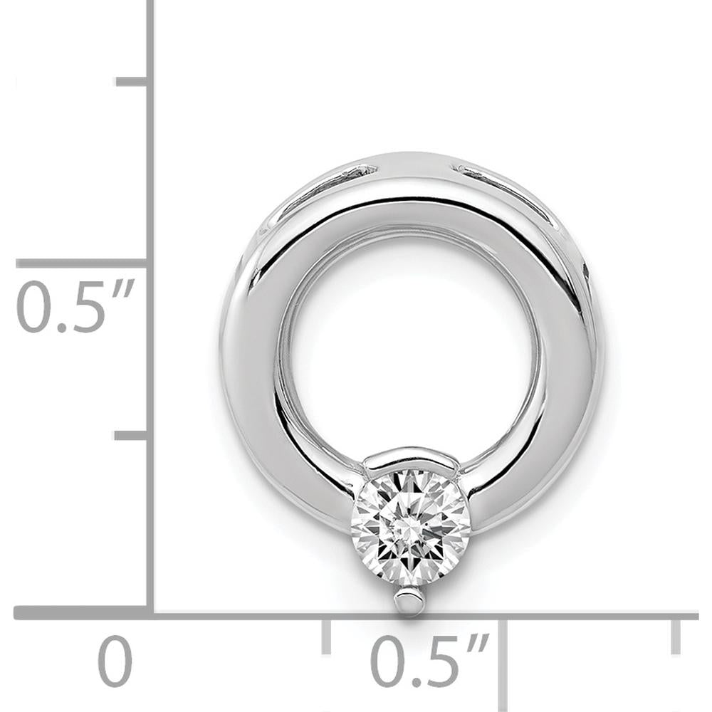 14K White Gold Pendant with 4.4mm Round Diamond Setting - Rhodium Plated by Oro Pregiato