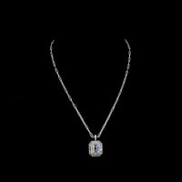 14K White Gold Pendant with 5.05 Carat Emerald Cut Lab Diamond & Mixed Shape Accent Diamonds - 6.81 Carat Total Weight - Covaloro Fine Jewelry