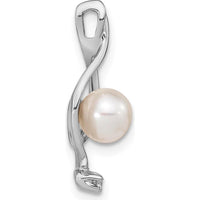 14K White Gold Pendant with 5-6mm Near Round Freshwater Cultured Pearl and 0.015 Carat AA Diamond by Monteluci Fine Jewelry