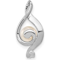 14K White Gold Pendant with 5-6mm Near Round Freshwater Cultured Pearl and 0.015 Carat AA Diamond by Monteluci Fine Jewelry