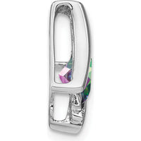 14K White Gold Pendant with 6mm Cushion Mystic Fire Topaz and Diamond Side Stones - 5.1 Carat Mystic Fire Topaz, 0.005 Carat Diamond by Lumare Gioia