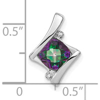 14K White Gold Pendant with 6mm Cushion Mystic Fire Topaz and Diamond Side Stones - 5.1 Carat Mystic Fire Topaz, 0.005 Carat Diamond by Lumare Gioia