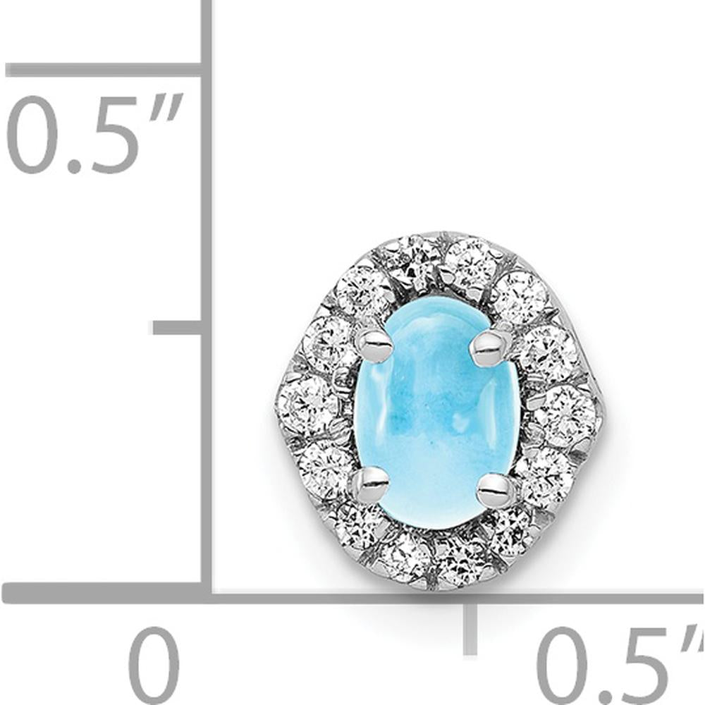 14K White Gold Pendant with 6x4mm Oval Swiss Blue Topaz and Diamond Halo - 0.73 Carat Swiss Blue Topaz, 0.03 Carat Total Diamond Weight by Monteluci Fine Jewelry