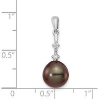 14K White Gold Pendant with 8 - 9mm Black Tahitian Cultured Pearl and 0.04 Carat Natural Diamond Accents by Monteluci Fine Jewelry