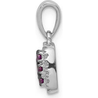 14K White Gold Pendant with Diamond and Ruby Cluster Halo - 0.32 Carat Total Ruby Weight, 0.05 Carat Total Diamond Weight by Monteluci Fine Jewelry
