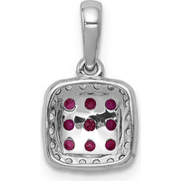 14K White Gold Pendant with Diamond and Ruby Cluster Halo - 0.32 Carat Total Ruby Weight, 0.05 Carat Total Diamond Weight by Monteluci Fine Jewelry