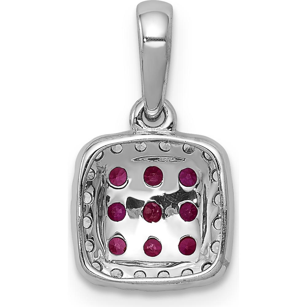 14K White Gold Pendant with Diamond and Ruby Cluster Halo - 0.32 Carat Total Ruby Weight, 0.05 Carat Total Diamond Weight by Monteluci Fine Jewelry