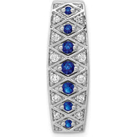 14K White Gold Pendant with Graduated Round Sapphires and Diamonds - 0.31 Carat Total Sapphire Weight, 1/5 Carat Total Diamond Weight by Monteluci Fine Jewelry