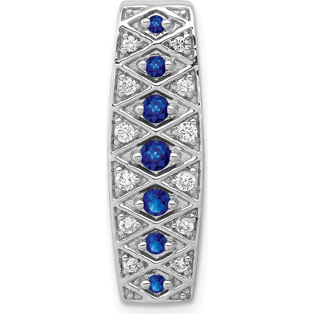 14K White Gold Pendant with Graduated Round Sapphires and Diamonds - 0.31 Carat Total Sapphire Weight, 1/5 Carat Total Diamond Weight by Monteluci Fine Jewelry
