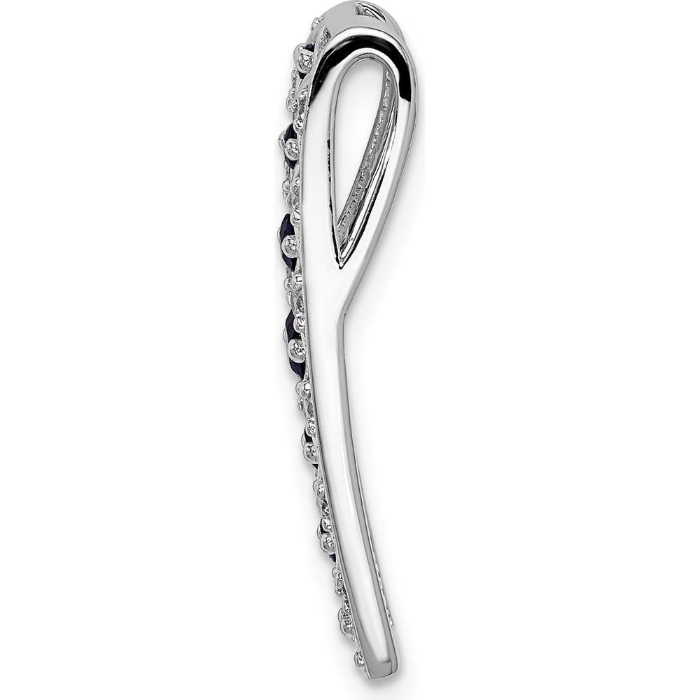 14K White Gold Pendant with Graduated Round Sapphires and Diamonds - 0.31 Carat Total Sapphire Weight, 1/5 Carat Total Diamond Weight by Monteluci Fine Jewelry