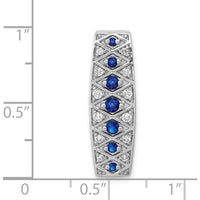 14K White Gold Pendant with Graduated Round Sapphires and Diamonds - 0.31 Carat Total Sapphire Weight, 1/5 Carat Total Diamond Weight by Monteluci Fine Jewelry
