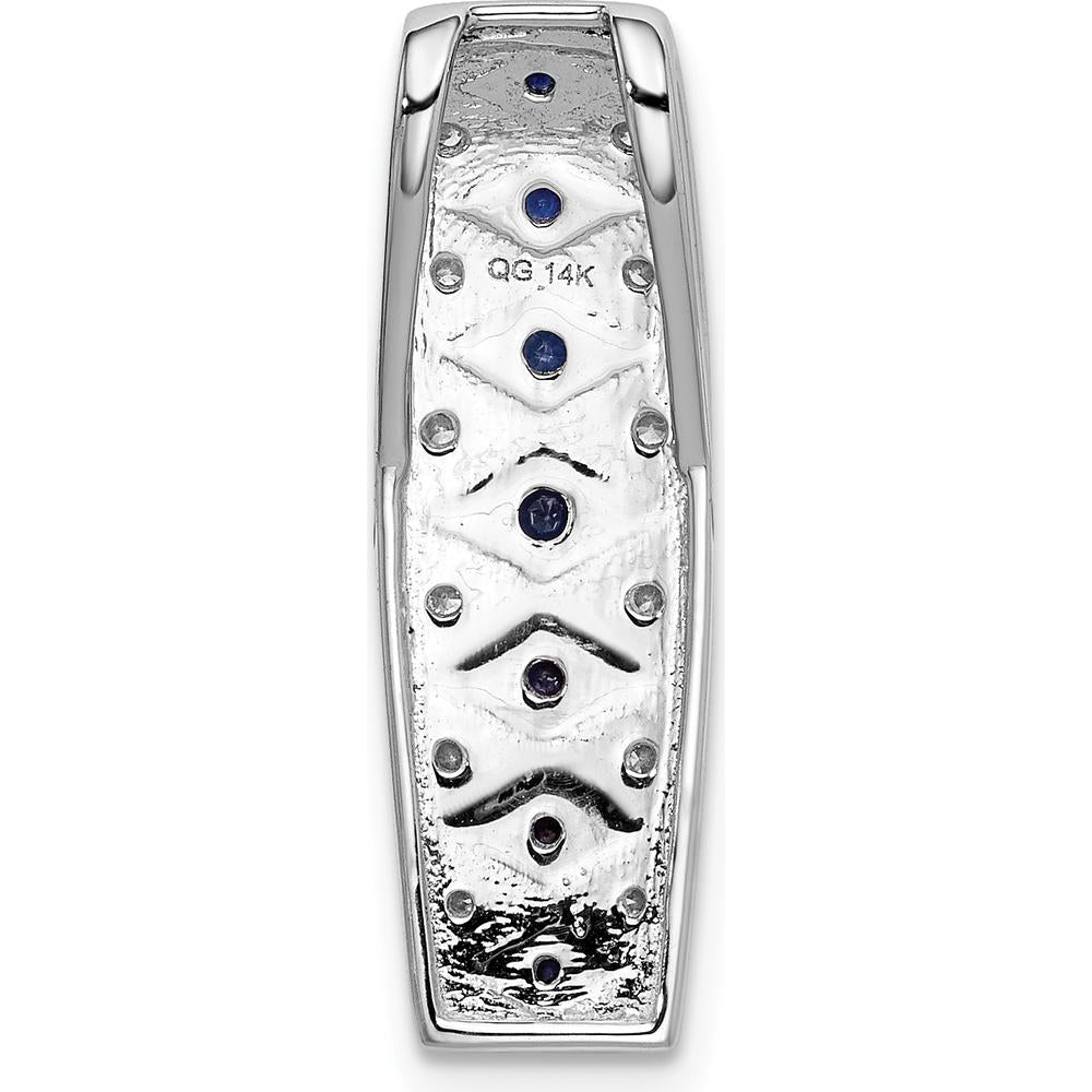 14K White Gold Pendant with Graduated Round Sapphires and Diamonds - 0.31 Carat Total Sapphire Weight, 1/5 Carat Total Diamond Weight by Monteluci Fine Jewelry