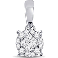 14K White Gold Pendant with Invisible-Set Princess and Round Diamond Halo - 1/6 Carat Total Diamond Weight