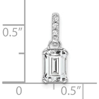 14K White Gold Pendant with Octagon White Topaz and Round Diamonds - 0.01 Carat Total Diamond Weight by Oro Pregiato