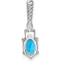 14K White Gold Pendant with Oval Blue Topaz and Round & Marquise Diamonds - 0.70 Carat Total Diamond Weight by Oro Pregiato