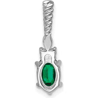 14K White Gold Pendant with Oval Lab-Created Emerald and Diamond Accents - 0.14 Carat Total Diamond Weight by Oro Pregiato