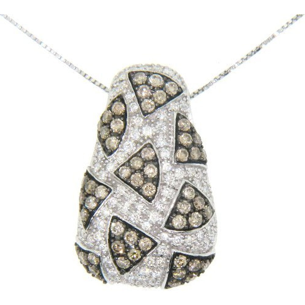 14K White Gold Pendant with Pavé Set Round White and Champagne Diamonds - 0.81 Carat Total Diamond Weight by Auriventus