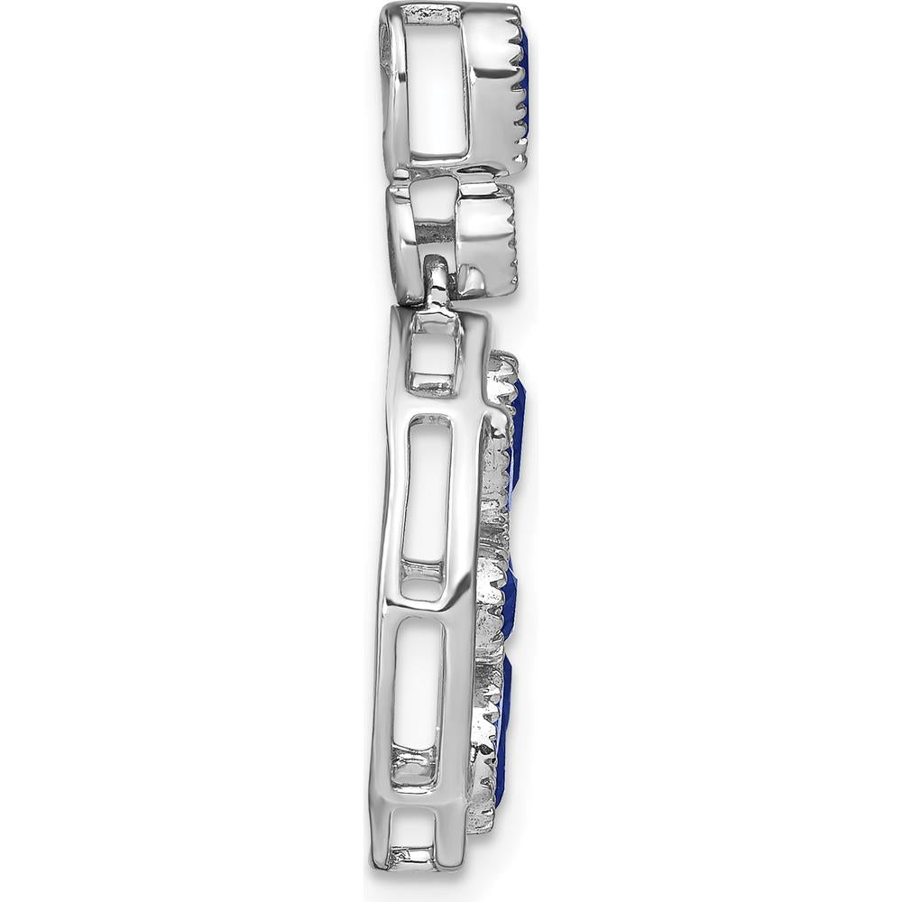 14K White Gold Pendant with Pear and Marquise Sapphires and Round Diamonds - 0.1812 Carat Sapphire, 0.045 Carat Diamond Total Weight by Lumare Gioia