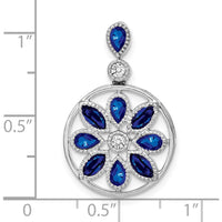 14K White Gold Pendant with Pear and Marquise Sapphires and Round Diamonds - 0.1812 Carat Sapphire, 0.045 Carat Diamond Total Weight by Lumare Gioia
