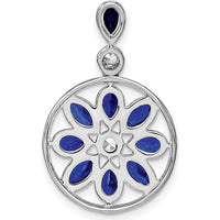 14K White Gold Pendant with Pear and Marquise Sapphires and Round Diamonds - 0.1812 Carat Sapphire, 0.045 Carat Diamond Total Weight by Lumare Gioia