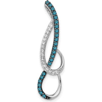 14K White Gold Pendant with Round Blue and White Diamonds - 0.25 Carat Total Diamond Weight by Monteluci Fine Jewelry