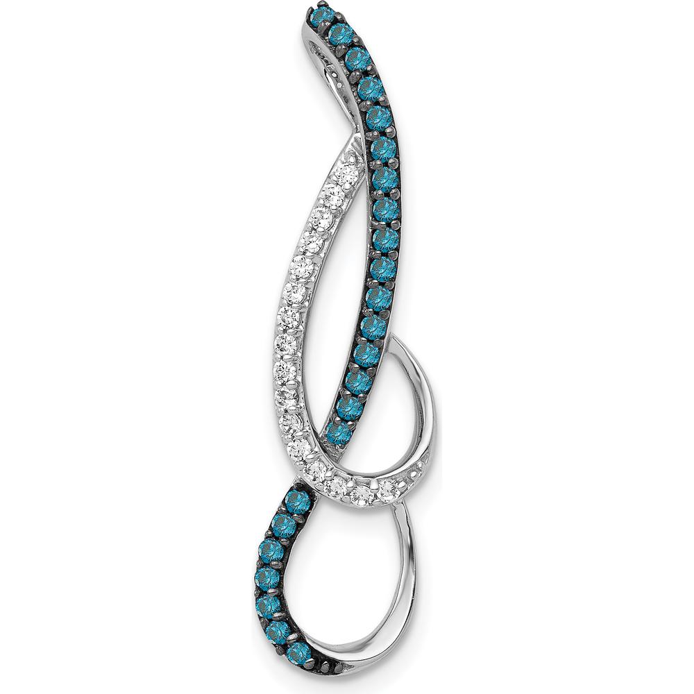 14K White Gold Pendant with Round Blue and White Diamonds - 0.25 Carat Total Diamond Weight by Monteluci Fine Jewelry