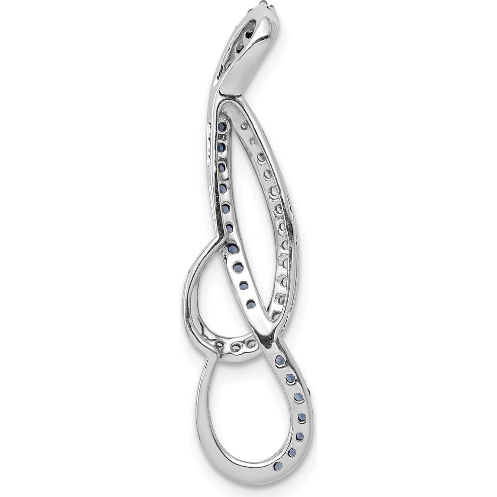 14K White Gold Pendant with Round Blue and White Diamonds - 0.25 Carat Total Diamond Weight by Monteluci Fine Jewelry