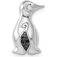 14K White Gold Penguin Charm Pendant with Round Black Diamonds - 0.017 Carat Total Diamond Weight by Monteluci Fine Jewelry