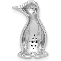 14K White Gold Penguin Charm Pendant with Round Black Diamonds - 0.017 Carat Total Diamond Weight by Monteluci Fine Jewelry