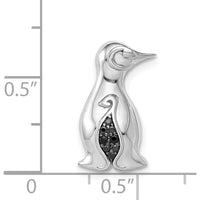 14K White Gold Penguin Charm Pendant with Round Black Diamonds - 0.017 Carat Total Diamond Weight by Monteluci Fine Jewelry