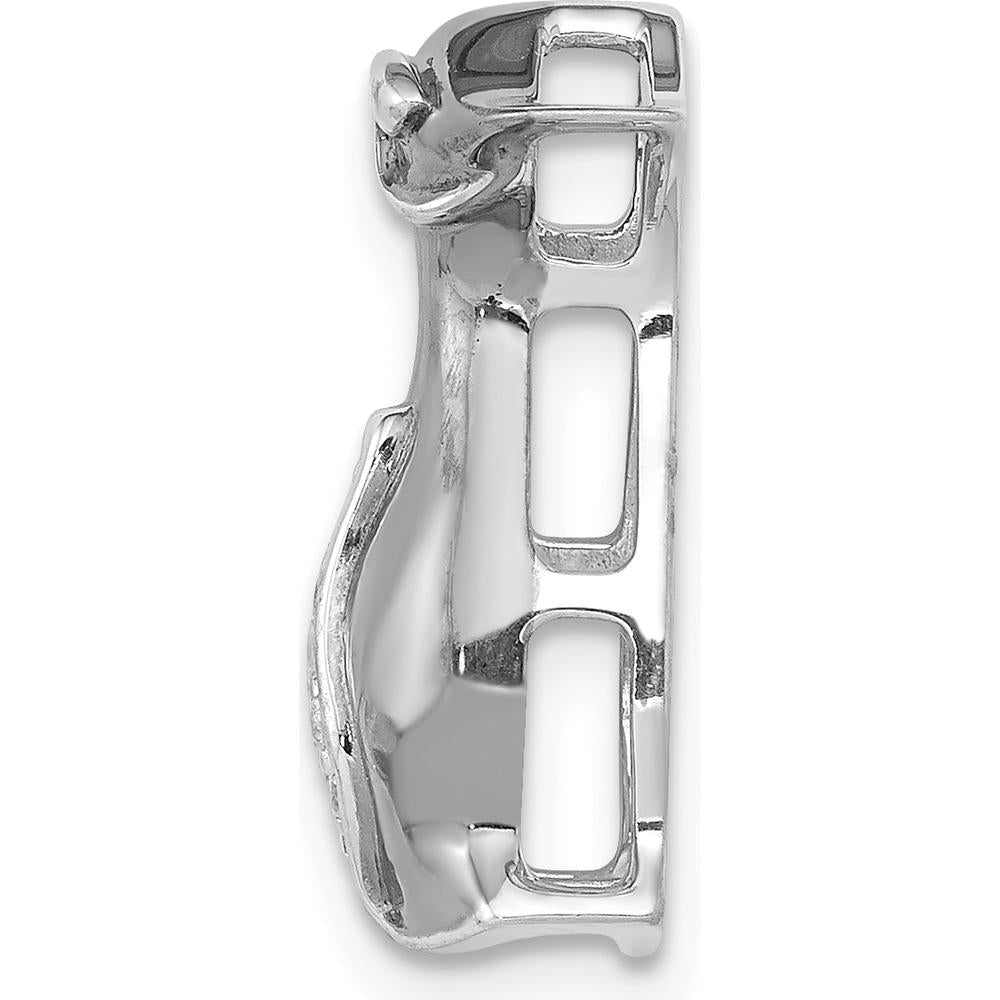 14K White Gold Penguin Slide with Diamond Accents - 0.022 Carat Total Diamond Weight by Monteluci Fine Jewelry