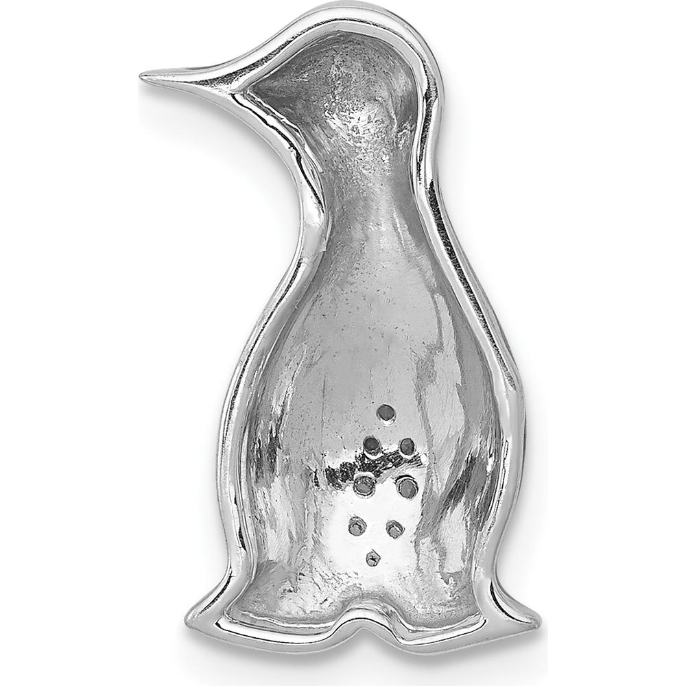 14K White Gold Penguin Slide with Diamond Accents - 0.022 Carat Total Diamond Weight by Monteluci Fine Jewelry