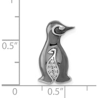 14K White Gold Penguin Slide with Diamond Accents - 0.022 Carat Total Diamond Weight by Monteluci Fine Jewelry