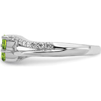 14K White Gold Peridot and Diamond 2-Stone Ring with Round Diamonds - 0.185 Carat Total Gemstone Weight by 0