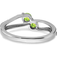 14K White Gold Peridot and Diamond 2-Stone Ring with Round Diamonds - 0.185 Carat Total Gemstone Weight by 0