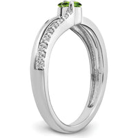 14K White Gold Peridot and Diamond 2-Stone Ring with Round Diamonds - 0.185 Carat Total Gemstone Weight by 0