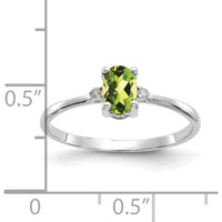 14K White Gold Peridot and Diamond Birthstone Ring - 0.45 Carat Peridot, 0.016 Carat Total Diamond Weight by Oro Pregiato