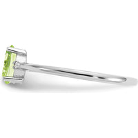 14K White Gold Peridot and Diamond Birthstone Ring - 0.45 Carat Peridot, 0.016 Carat Total Diamond Weight by Oro Pregiato
