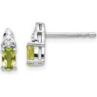 14K White Gold Peridot and Diamond Button Earrings - 0.25 Carat Total Peridot Weight, 0.005 Carat Total Diamond Weight by Oro Pregiato