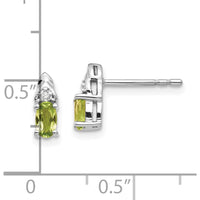 14K White Gold Peridot and Diamond Button Earrings - 0.25 Carat Total Peridot Weight, 0.005 Carat Total Diamond Weight by Oro Pregiato