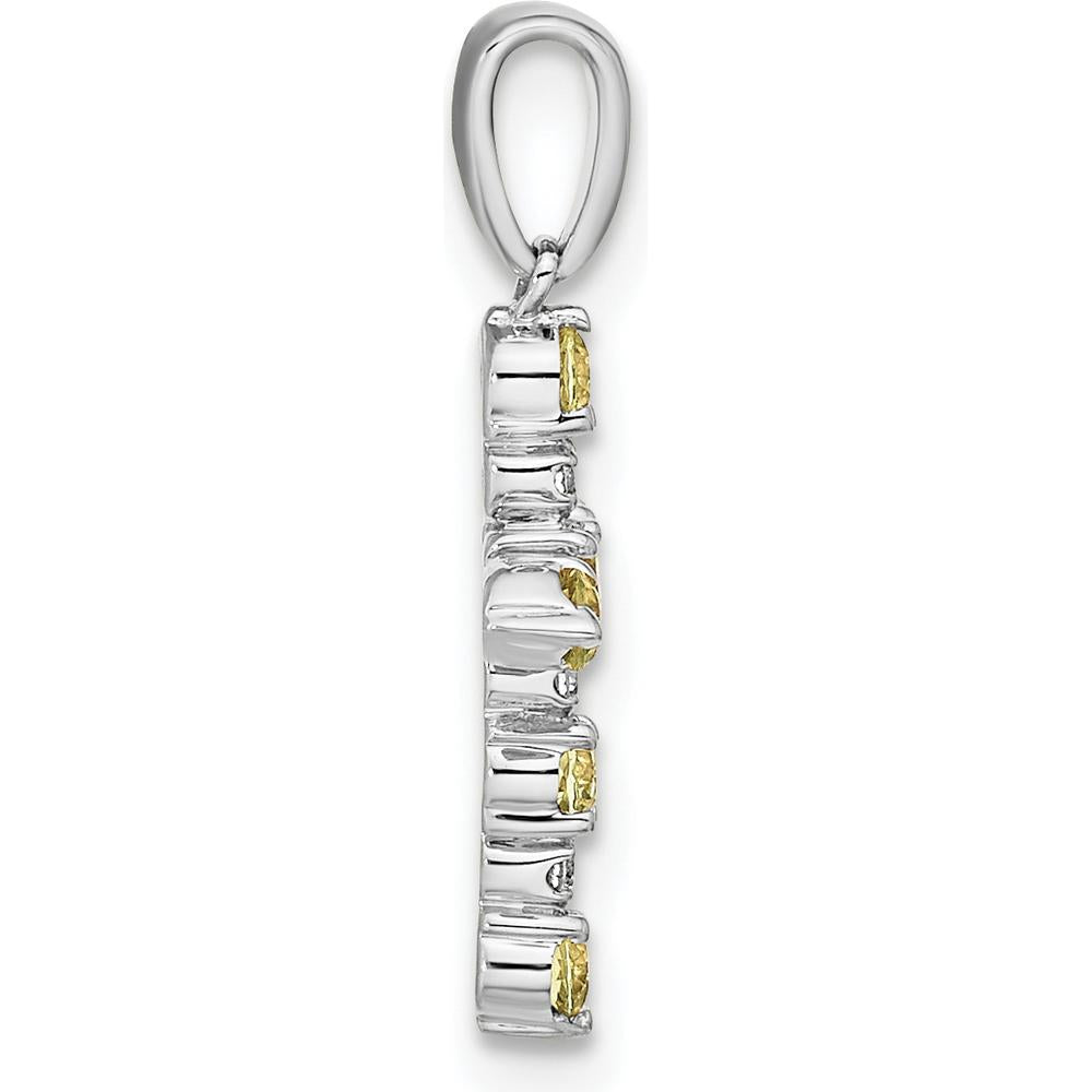 14K White Gold Peridot and Diamond Cross Pendant - 0.90 Carat Total Peridot Weight, 0.15 Carat Total Diamond Weight by Oro Pregiato