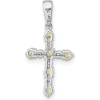 14K White Gold Peridot and Diamond Cross Pendant - 0.90 Carat Total Peridot Weight, 0.15 Carat Total Diamond Weight by Oro Pregiato