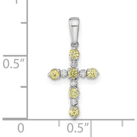 14K White Gold Peridot and Diamond Cross Pendant - 0.90 Carat Total Peridot Weight, 0.15 Carat Total Diamond Weight by Oro Pregiato