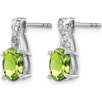 14K White Gold Peridot and Diamond Dangle Earrings - 0.75 Carat Total Peridot Weight, 0.06 Carat Total Diamond Weight by Oro Pregiato
