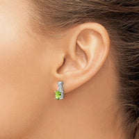 14K White Gold Peridot and Diamond Dangle Earrings - 0.75 Carat Total Peridot Weight, 0.06 Carat Total Diamond Weight by Oro Pregiato