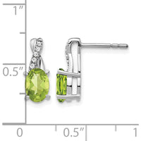 14K White Gold Peridot and Diamond Dangle Earrings - 0.75 Carat Total Peridot Weight, 0.06 Carat Total Diamond Weight by Oro Pregiato