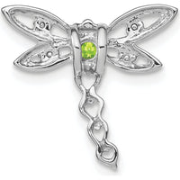 14K White Gold Peridot and Diamond Dragonfly Charm Pendant - 0.12 Carat Peridot, 0.02 Carat Total Diamond Weight by Lumare Gioia