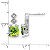 14K White Gold Peridot and Diamond Drop Earrings - 1.18 Carat Total Peridot Weight, 0.01 Carat Total Diamond Weight by Monteluci Fine Jewelry