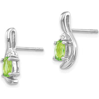 14K White Gold Peridot and Diamond Drop Earrings with Oval Peridot - 0.50 Carat Total Gem Weight by Oro Pregiato